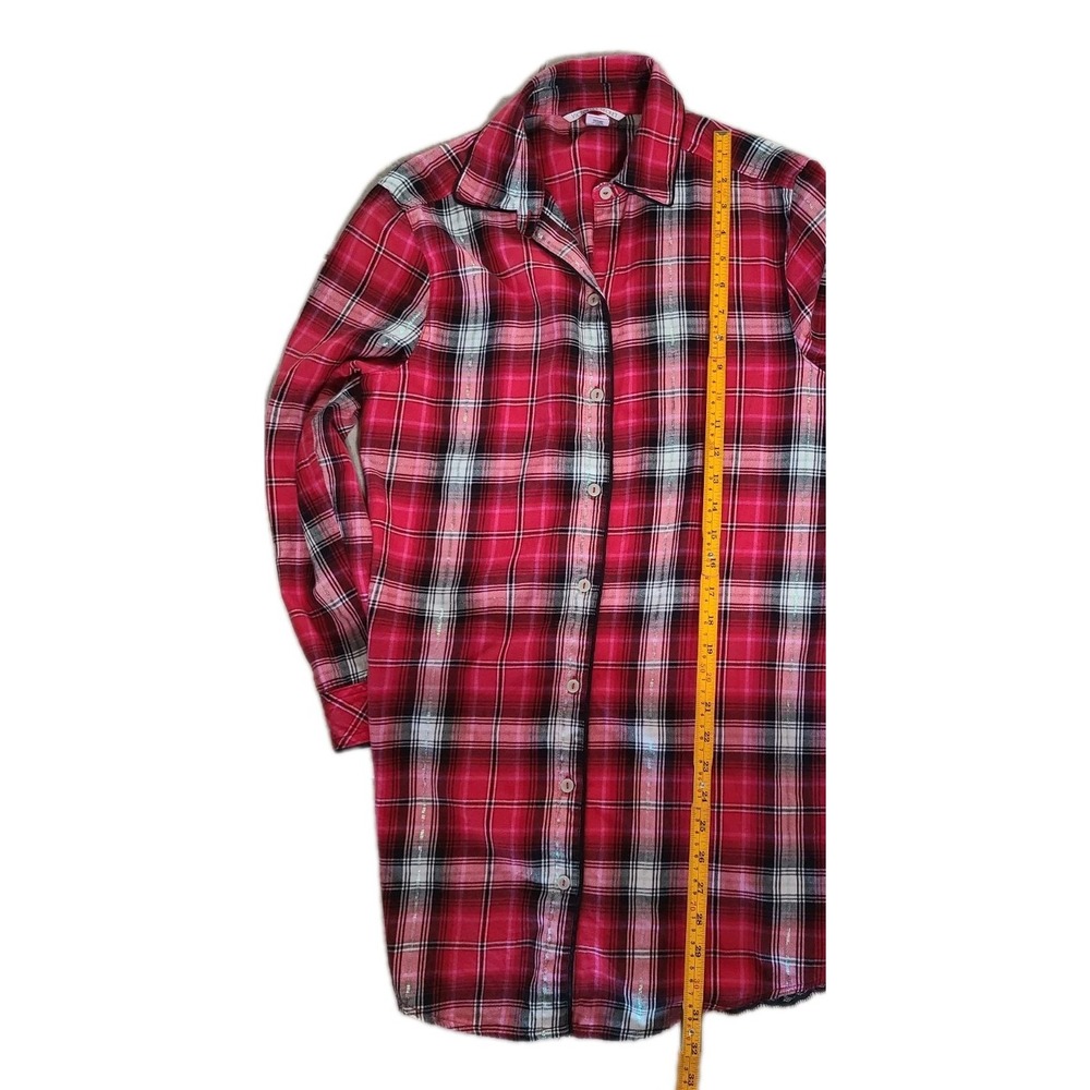 Victoria's Secret Red Plaid Flannel Sleep Shirt Nightshirt Women's XS Long - Picture 8 of 10